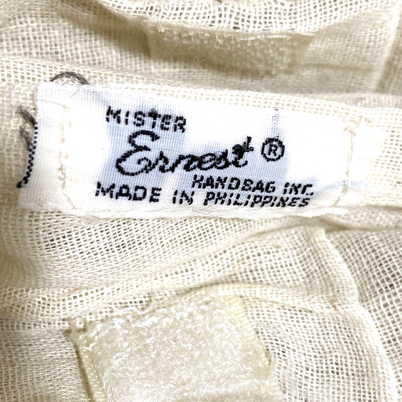 Vintage Mister Ernest Handbag White Macrame Shoulder Bag Purse with Wooden Frame - Picture 8 of 8